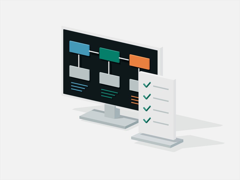 Technical illustration of connected software modules and validation checks